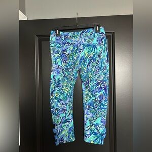 Lilly Pulitzer Weekender Cropped Leggings Bennet Blue Sneak a Beak Size large